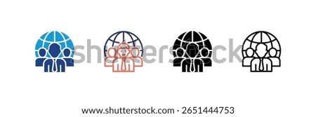 Globalization icon set multiple style collection