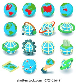 Globalization icons set. Cartoon illustration of 16 globalization vector icons for web