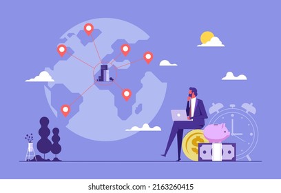 Globalization market trade adaption to local customers, product customization to cover multiple cultures around globe vector illustration. International business management concept