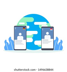 Globalization Mobile Communication Flat Illustration
