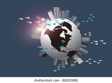 Globalization. Next steps of Technology and Communications. Design concept of the globalization and technology next step in future