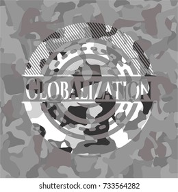 Globalization on grey camouflage pattern