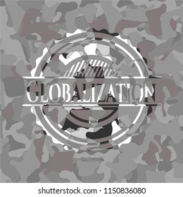 Globalization on grey camouflage texture