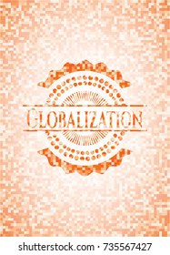 Globalization orange mosaic emblem