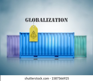 Globalization poster. Cargo containers. EPS10