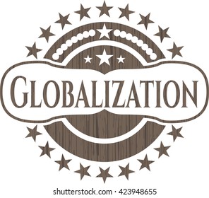 Emblema de madera realista para la globalización