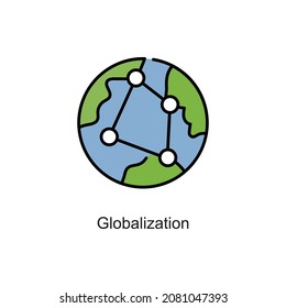 Globalisation Vektorgrafik füllen Umriss Symbol. Pixel perfekt. Für Mobile und Web. Stockillustration