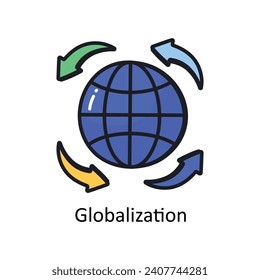 Globalization vector filled outline doodle Design illustration. Symbol on White background EPS 10 File 