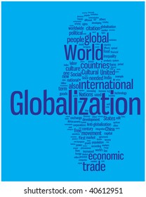 Globalization word cloud illustration. Graphic tag collection.