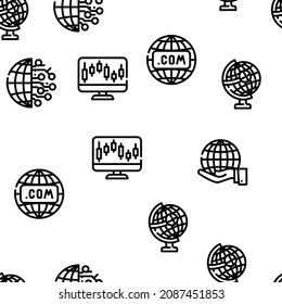 Globalization Worldwide Business Vector Patrón transparente Ilustración de línea delgada