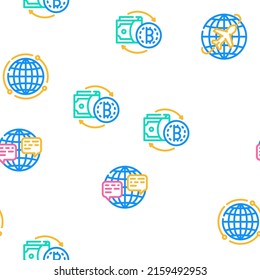 Globalization Worldwide Business Vector Seamless Pattern Color Line Illustration