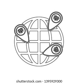 globally the packing boxes in pin icon. Element of Logistic for mobile concept and web apps icon. Outline, thin line icon for website design and development, app development