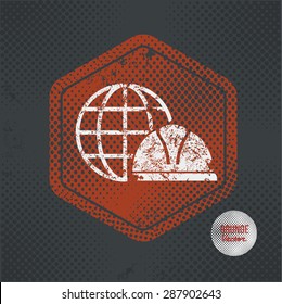 Global,stamp design on old dark background,grunge concept,vector