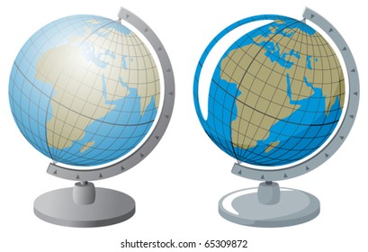 Globe in 2 versions – with and without gradients. 