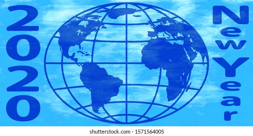 Globe and 2020 New Year text. Elements of this image furnished by NASA