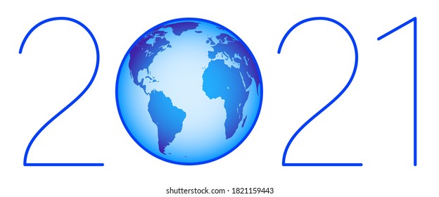 Globe and 2021 New Year number. Elements of this image furnished by NASA