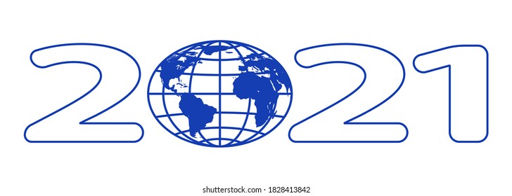 Globe and 2021 New Year number. Elements of this image furnished by NASA