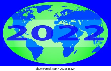 Globe and 2022 New Year text. Elements of this image furnished by NASA