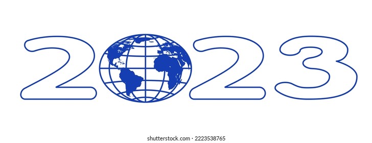 Globe and 2023 New Year number. Elements of this image furnished by NASA