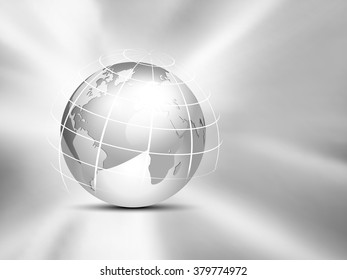 Globe 3d against shiny gray background