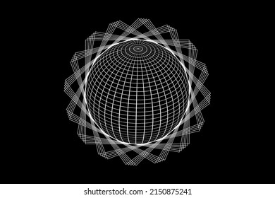 Globe 3d Grid mesh wareframe vector design