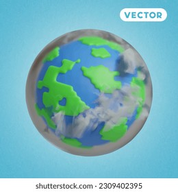 globe 3D vector icon set, on a blue background