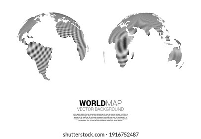 Mapa del mundo 3D del globo desde píxel cuadrado. concepto de red digital global