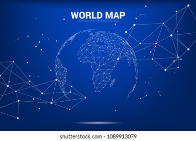 Globe 3D World Map Wireframe Dot Connect Line Polygon : Concept Of Digital Network