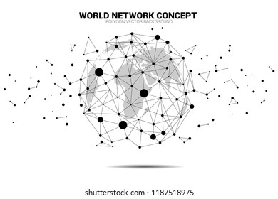 Globe 3D World map wireframe dot connect line polygon. concept of global Digital network