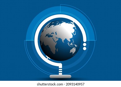 weltweit abstraktes, blaues Raster. Eine virtuelle Welt in Form eines neuen Symbols.