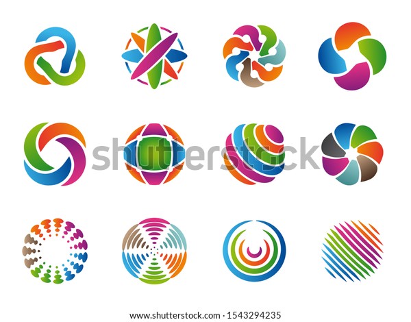 Globe Abstract Logo Colored Business Circles Stock Vector Royalty Free