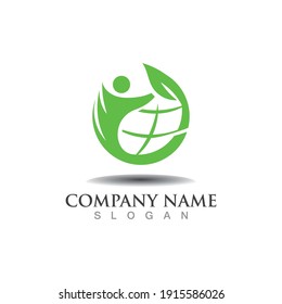 Globe abstract person logo business graphic design isolated on white vector