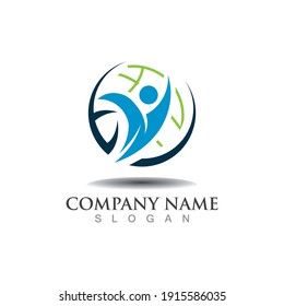Globe abstract person logo business graphic design isolated on white vector