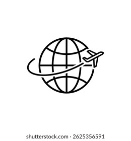 Globe with Airplane Flying Around - Travel and Global Connectivity