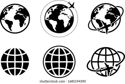 globe and airplane icon of global image