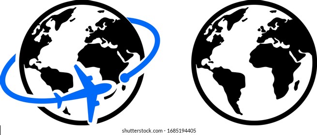 globe and airplane icon of global image