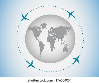 Globe and airplanes