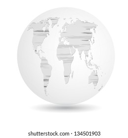 Globe and all continent icon with hand drawn map,vector design