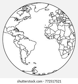 Globe. America and Africa. Earth. Sketch of the planet Earth. Vector illustration.