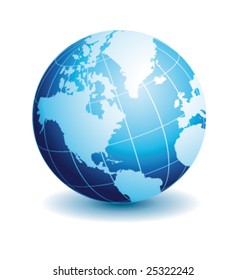 Globe american view with reflection vector