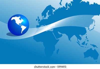 Globe of the Americas with rest of the world in the background