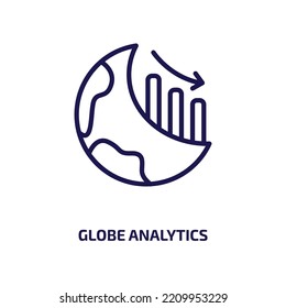 icono de análisis de globo de la colección de negocios. Análisis lineal delgado del globo, globo, icono de contorno de internet aislado en fondo blanco. Signo de análisis de globo vectorial de línea, símbolo para web y móvil