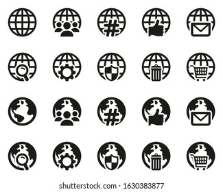 Globe App Icons Black & White Set Big