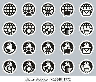 Globe App Icons Black & White Sticker Set Big