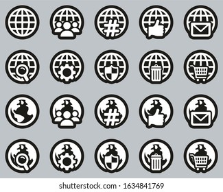 Globe App Icons White On Black Sticker Set Big