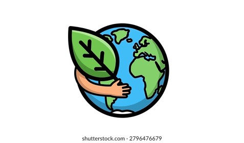 Globe with arm embracing leafy green