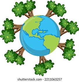 Globe around with trees illustration