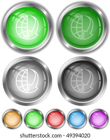 Globe and array down. Vector internet buttons.