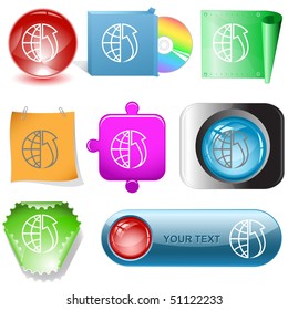Globe and array up. Vector internet buttons.