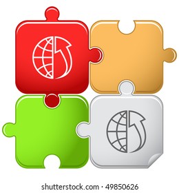 Globe and array up. Vector puzzle.